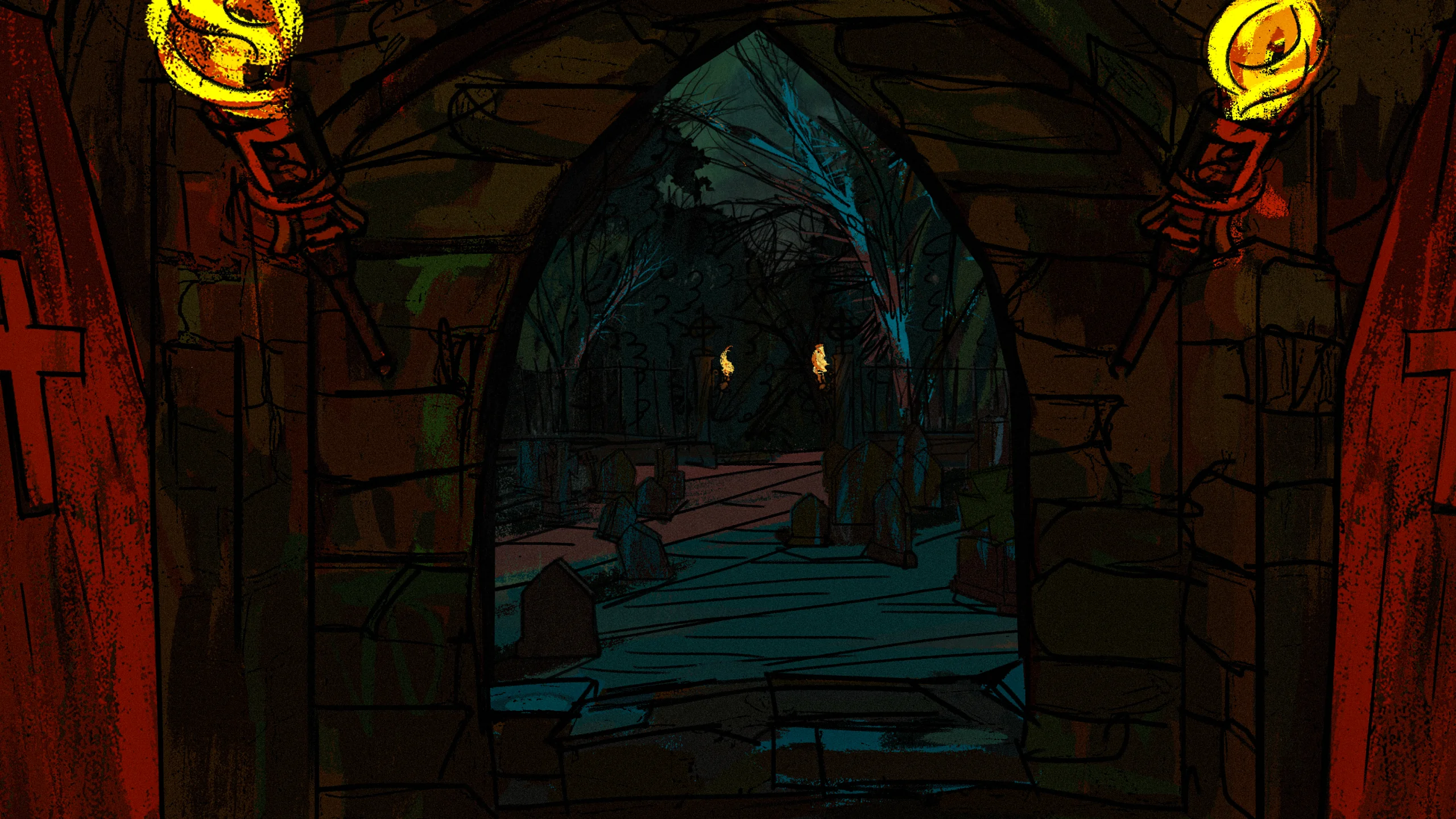 Crypt with an arch to the graveyard